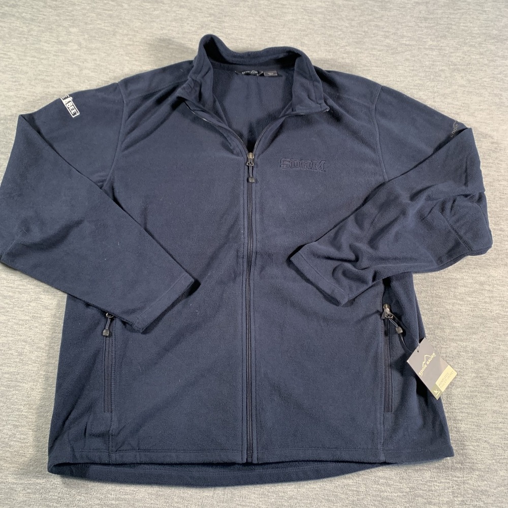 Eddie‎ Bauer Jacket Mens 2XL Navy Microfleece Full Zip SDRM BUMBLE Embroidered
